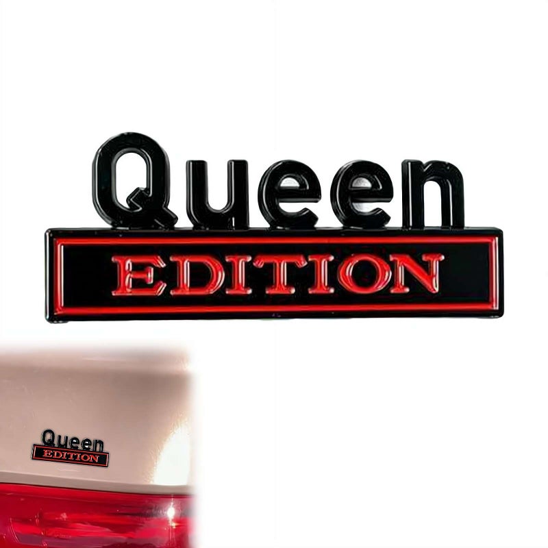 Queen Edition 3D Emblem Sticker, 2026 New Queen Edition Emblem, Old Man Editioned Car Emblems, Funny Editions License Plate Frame, Easy to Stick, for Car Truck SUV - Image 1